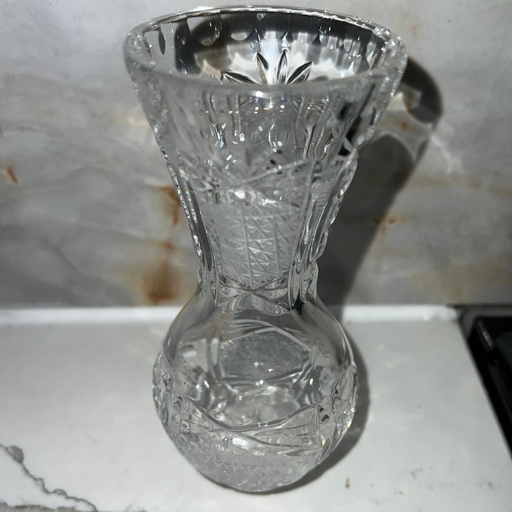 Hand Cut European Crystal Small Bud Base 4.75”